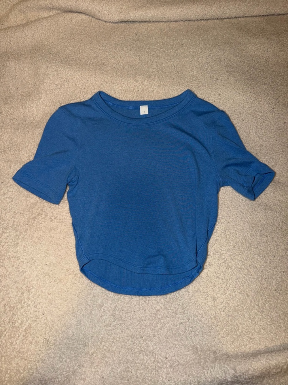 lululemon athletica Royal Blue Cropped Crewneck Tee